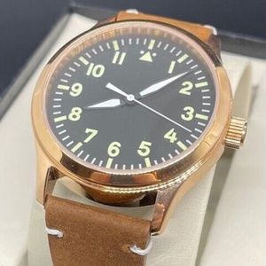 Parnis 42mm Rose Gold Black Dial Sapphire Crystal Military Automatic Pilot Watch